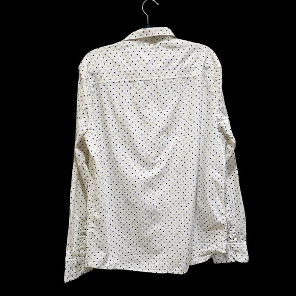 Aeropostale Men’s L Shirt White Blue Dot Button Front Long Sleeve Cotton - Picture 3 of 7
